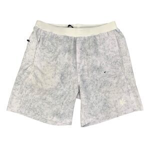 Young LA Short Mens L Large White Grey Stretch Lightweight Drawstring Pocket